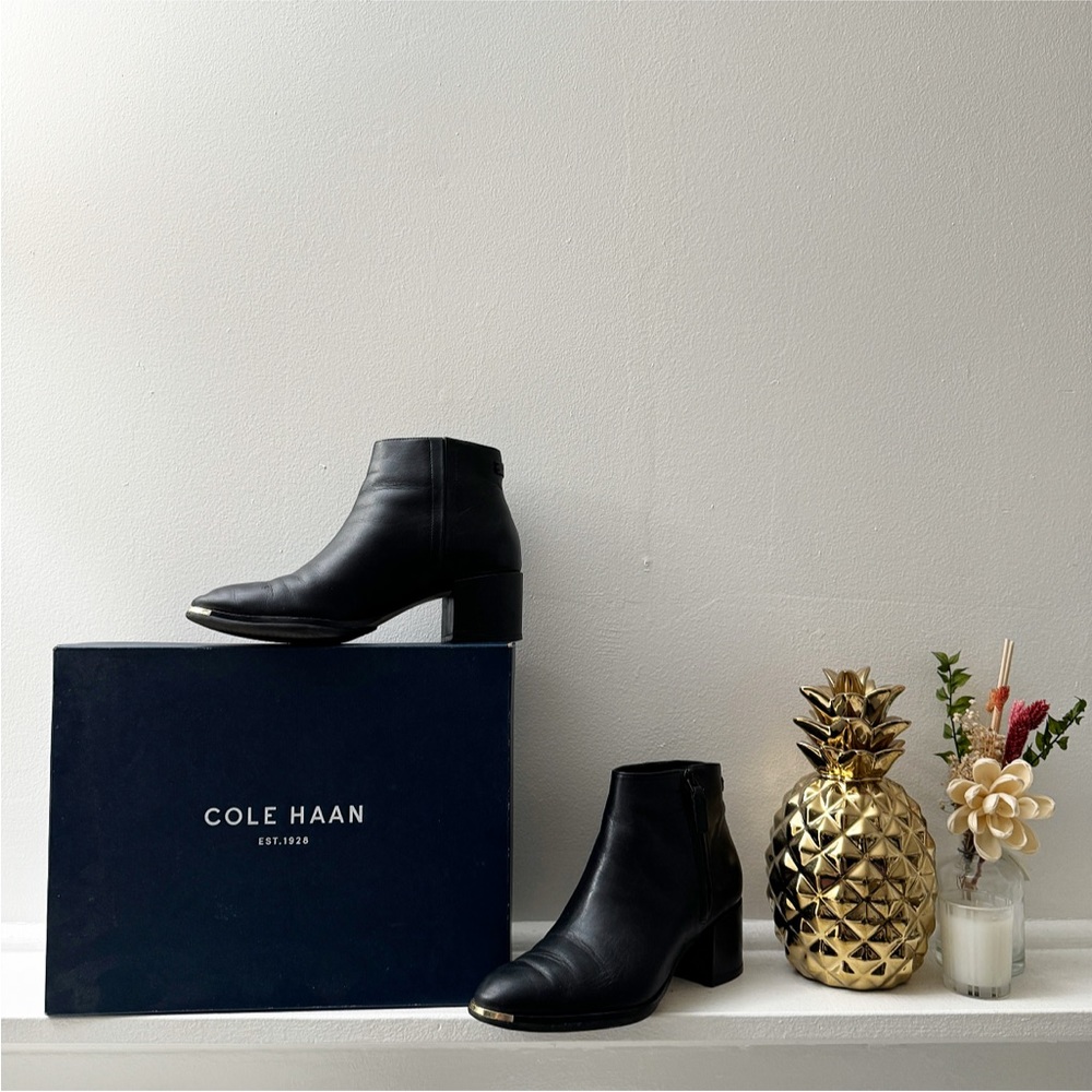 Cole Haan Leather Boots with Gold detail